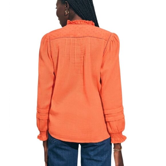 Faherty Willa Button-Down Shirt Top Blouse Long Sleeve Flowy 100% Cotton Small - Picture 7 of 12